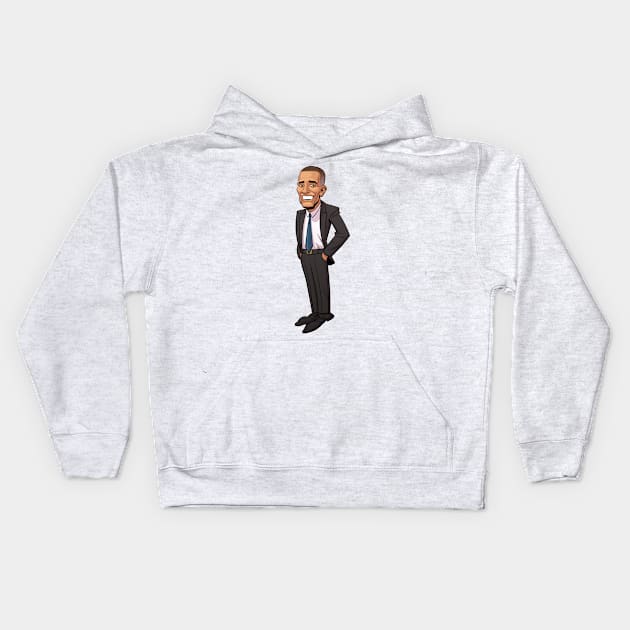 Barack Obama Caricature Kids Hoodie by tommartinart